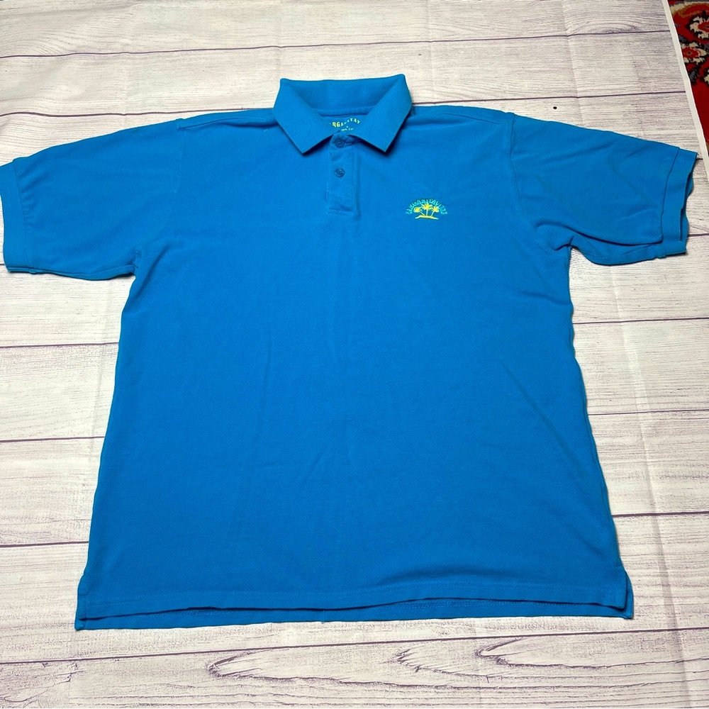 Men’s Margaritaville Short Sleeve Blue Polo Golf Shirt Large Jimmy Buffet